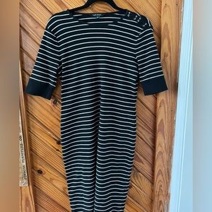 Lauren Ralph Lauren black/white striped dress.  Size Large.